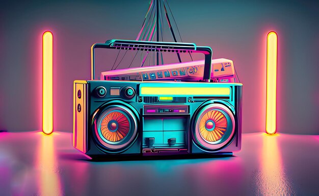 Retro Futuristic Boom box Audio Player