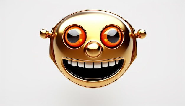 Photo retro futuristic emoji face on white background