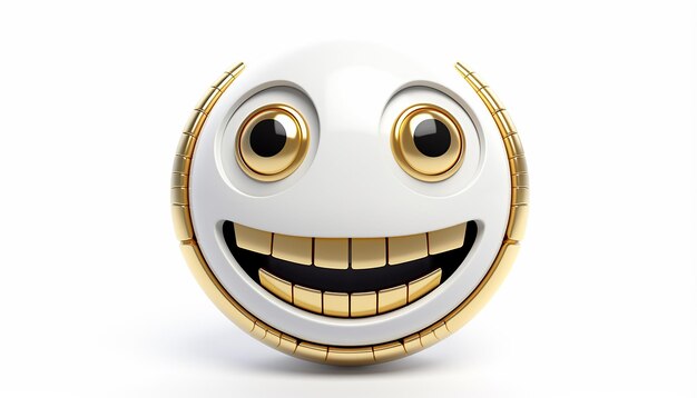 Photo retro futuristic emoji face on white background