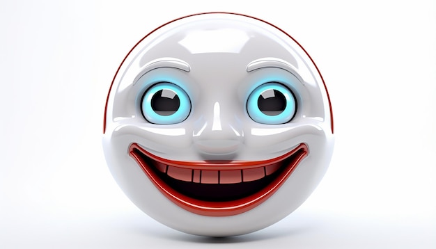 Retro futuristic emoji face on white background