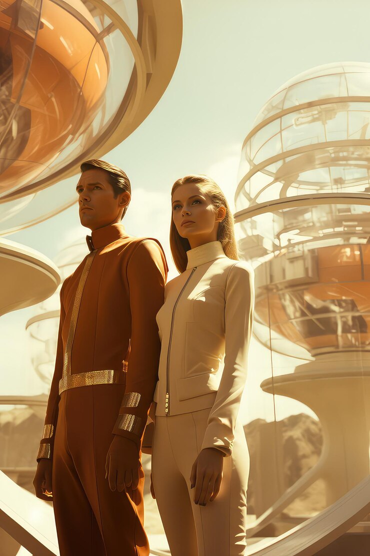Retro-futuristisch koppel uit de jaren 70