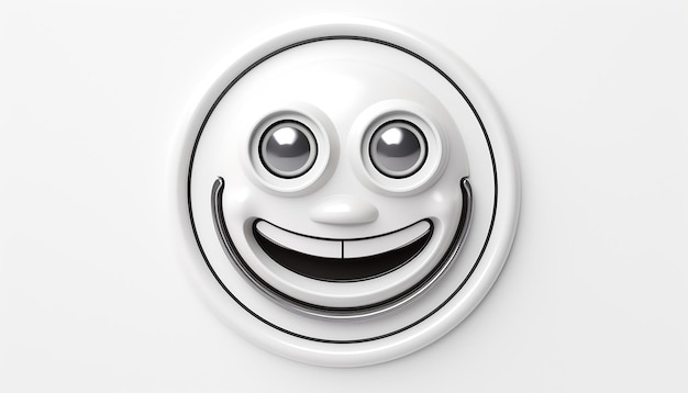 Retro futuristische emoji gezicht op witte achtergrond