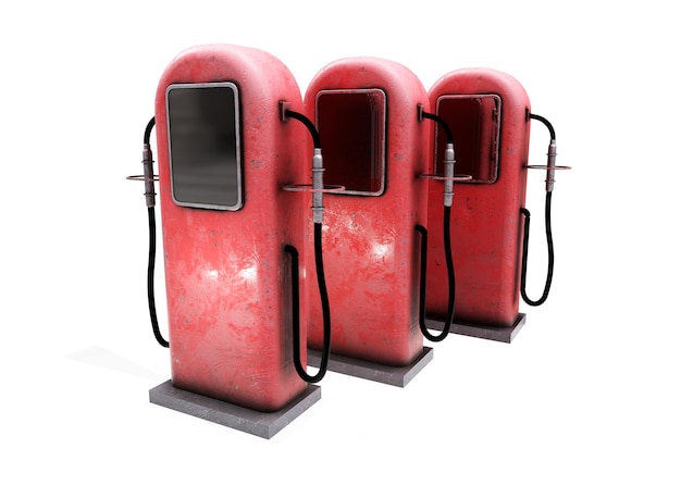 Retro gas station isolated 3d render