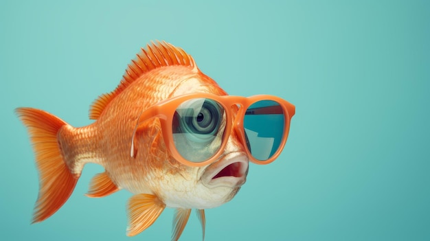 Premium Photo  A fish with glasses that say'fish'on it