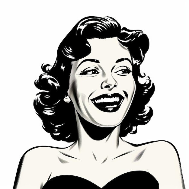 Retro Glamor Laughing Vintage Housewife Portrait In Michael Cho Style