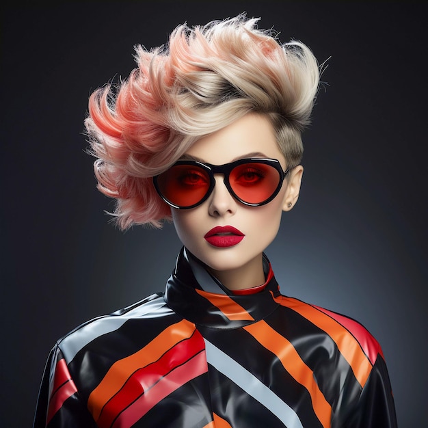 Retro Glamour Fashion Hairstyle with 80s Vibes Generative AI