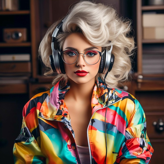 Retro Glamour Fashion Hairstyle with 80s Vibes Generative AI