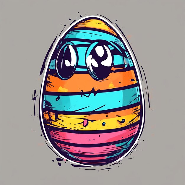 Retro Graffiti T Shirt Design Cute Easter Egg