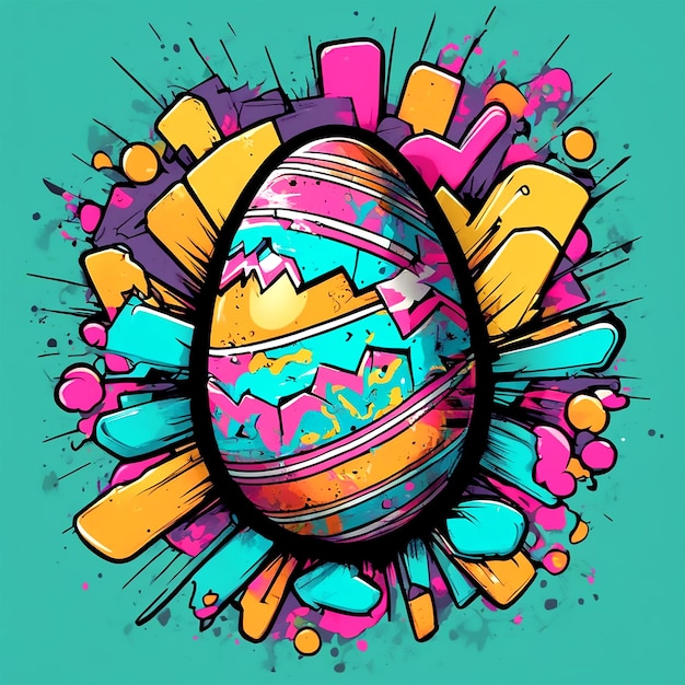 Retro Graffiti T Shirt Design Cute Easter Egg
