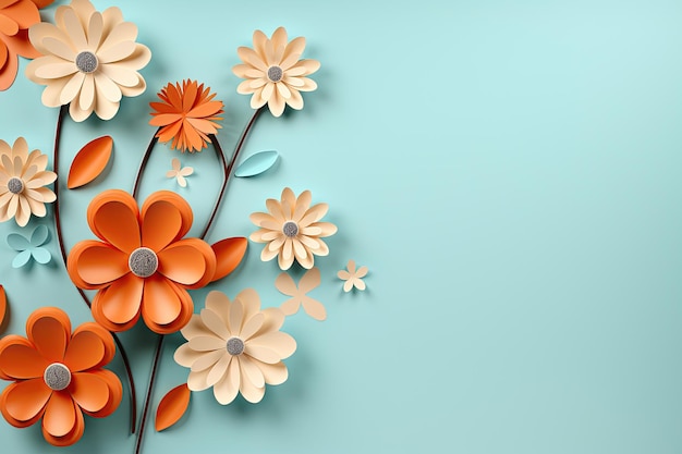 retro groovy background with flowers on the sides and free space for inscriptions