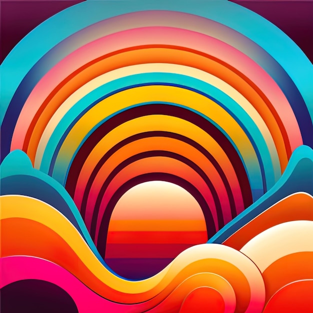 Retro groovy Gradient striped background