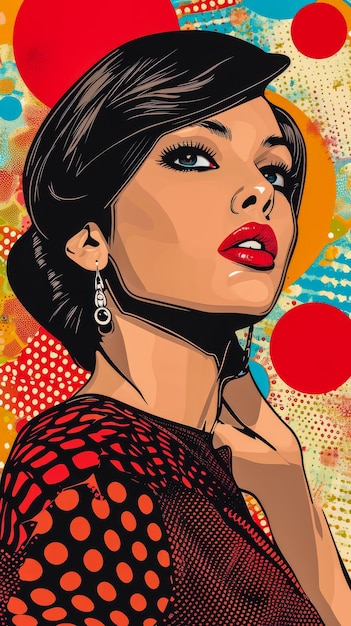 Retro inspired illustration of a 60s woman in vibrant colors