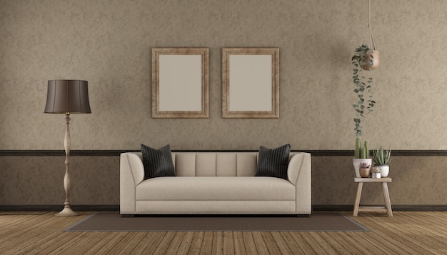 Ретро интерьер с классическим диваном