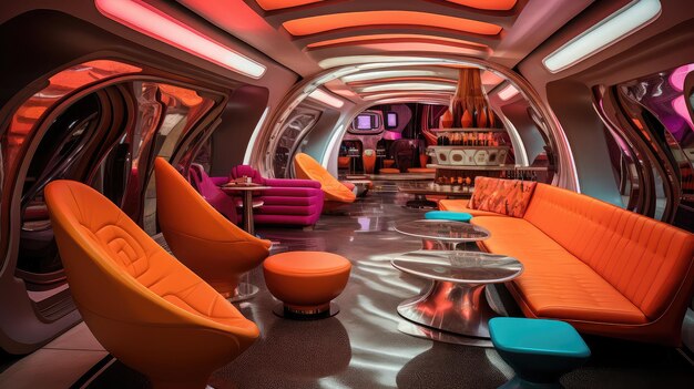 Photo retro interior space ship