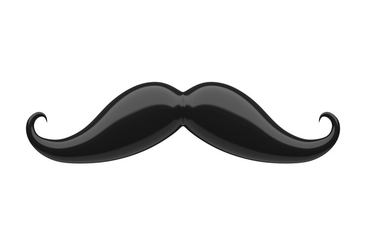 Photo retro italy mustache icon on a white background. 3d rendering