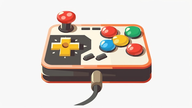 Photo a retro joystick videogame controller from the 70s and 80s playing console joypad video game device gadget isolated flat modern illustration