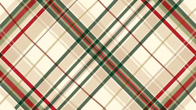 Foto retro kerst diagonaal plaid patroon klassiek vakantie naadloos patroon in rood groen en beige