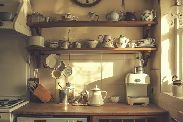 Foto cucina retro in colori naturali shabby chic vintage