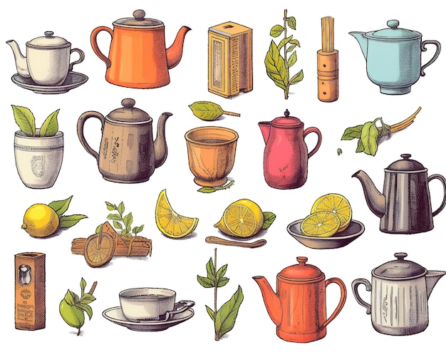 Retro kitchenware sketch drawing