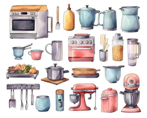 Retro kitchenware sketch drawing