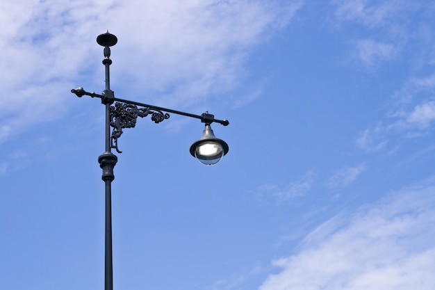 Retro lamppost with blue sky