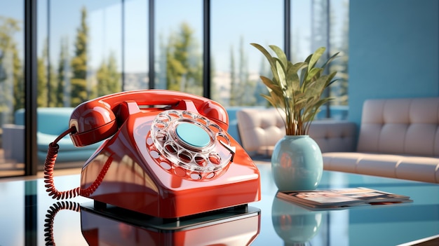 Retro landline telephone on the table