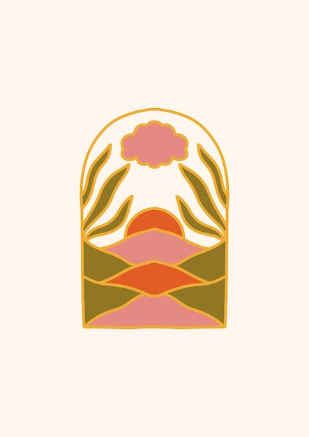 retro landscapes design over white background colorful design vector illustration