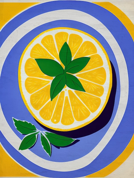Photo retro lemon illustration summer vintage painting fruit