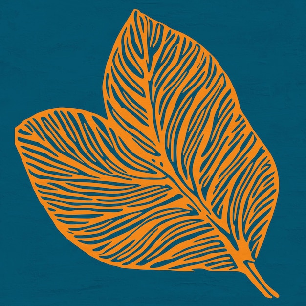 Retro Linocut Handmade Leaf Illustration