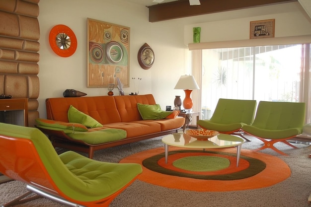 Retro living room interior design