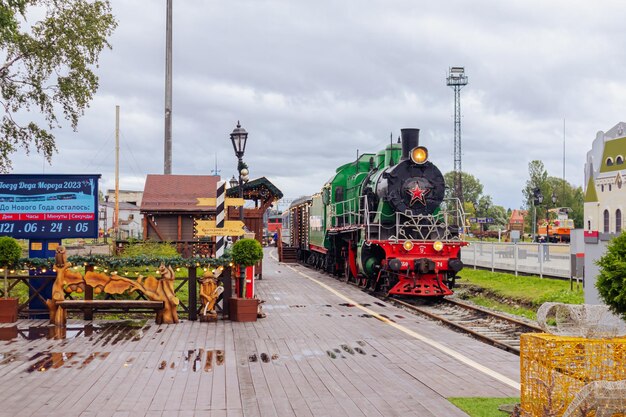 Retro locomotive of Santa Claus