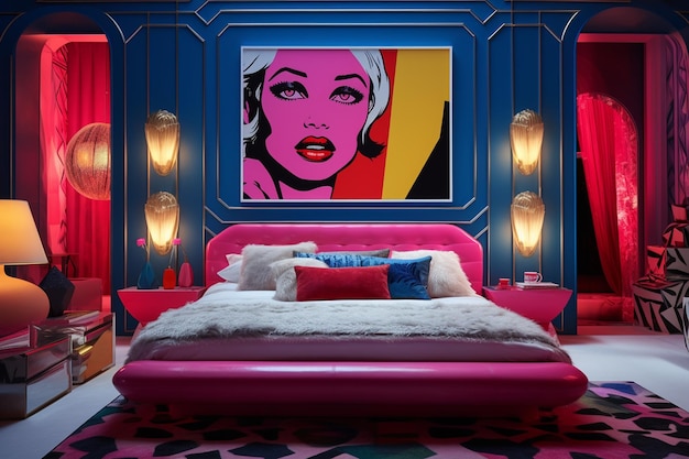 Foto retro luxe moderne woonkamer interieur donker thema