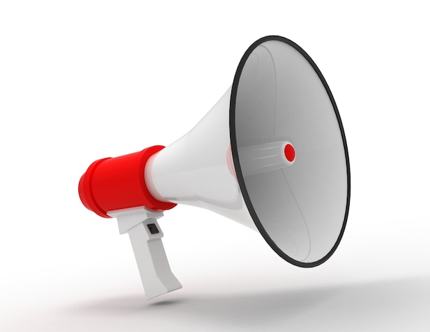 Retro Megaphone on a white background. 3d Rendering