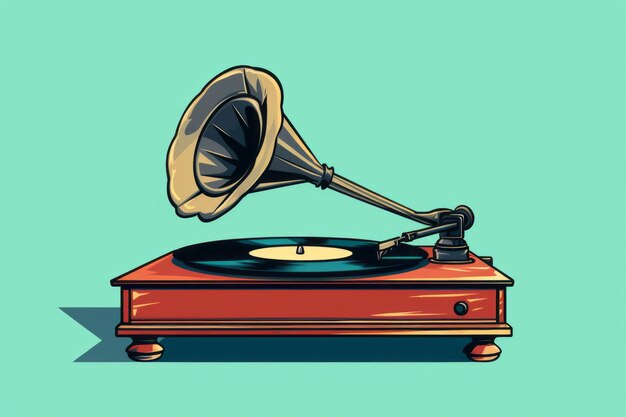 Retro Melodies Vintage Gramophone Revival in HandDrawn Vector Art