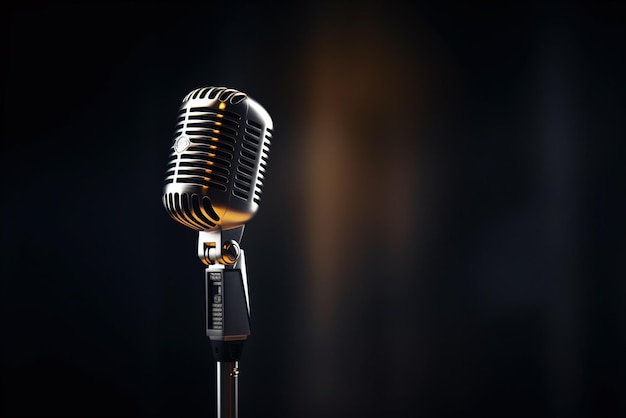 Retro microphone on a black background