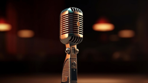 Retro microphone closeup podcast concept