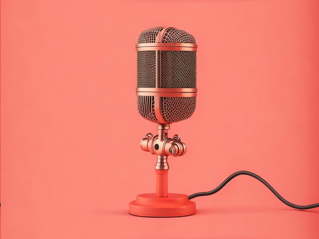 Retro microphone isolated on color background