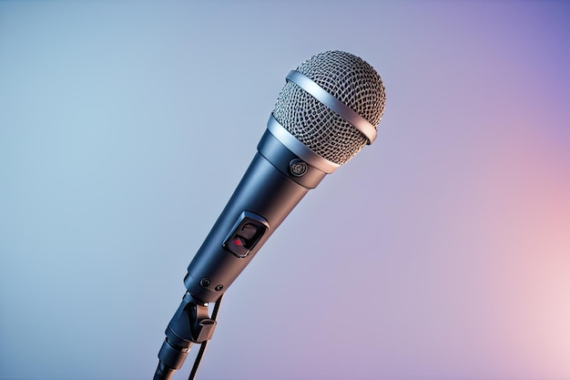 Retro microphone isolated on color background