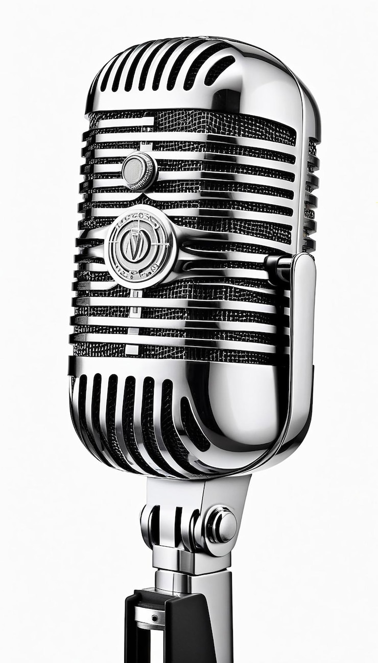 Photo retro microphone isolated on white background