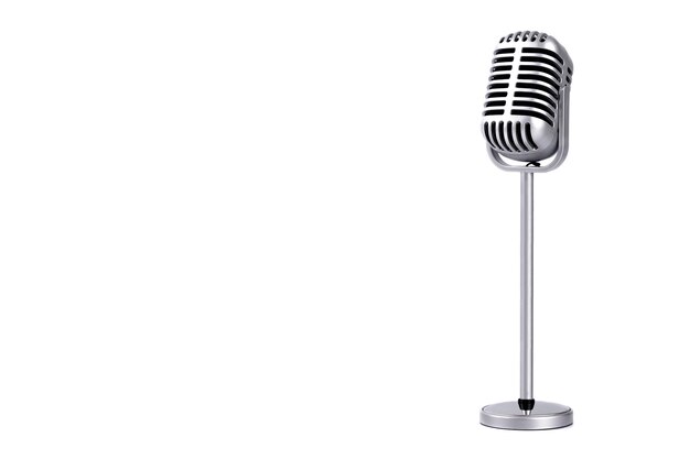 Photo retro microphone isolated on white background