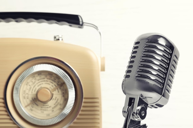 Retro microphone and radio closeup