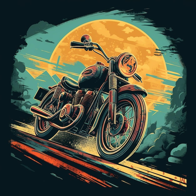 Photo retro motorcycle illustration