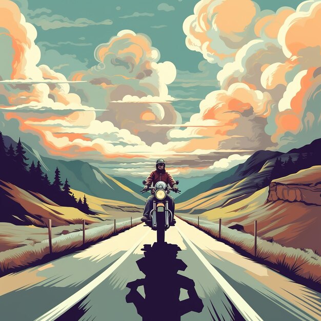 Photo retro motorcycle illustration