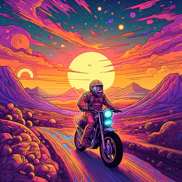 Retro motorcycle illustration