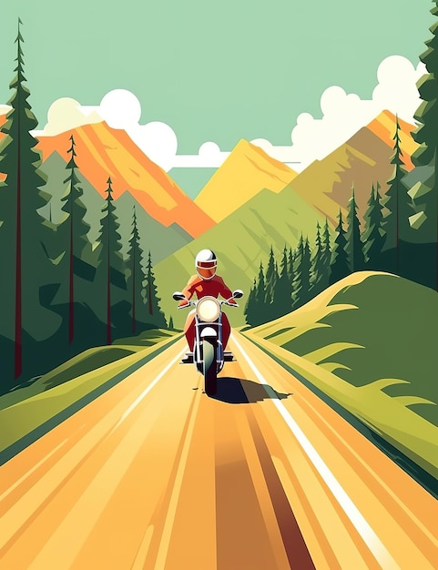 Photo retro motorcycle illustration