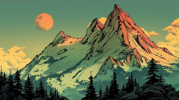 retro mountain landscape background