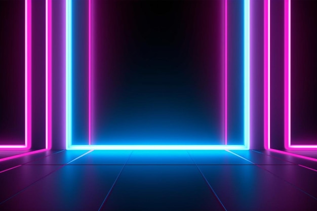 Retro neon light background with blue color