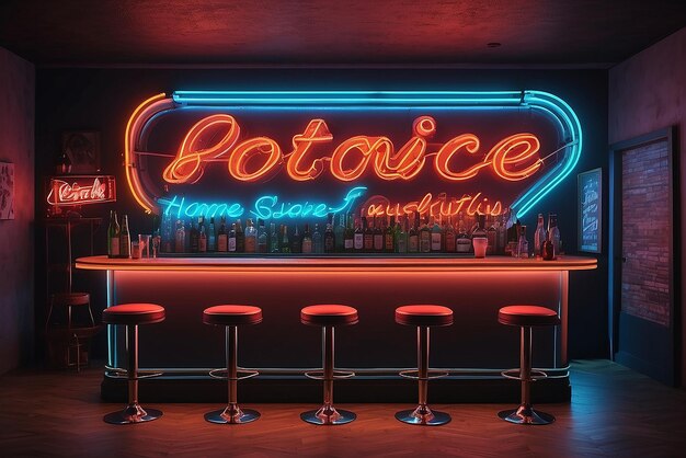 Photo retro neon sign home bar