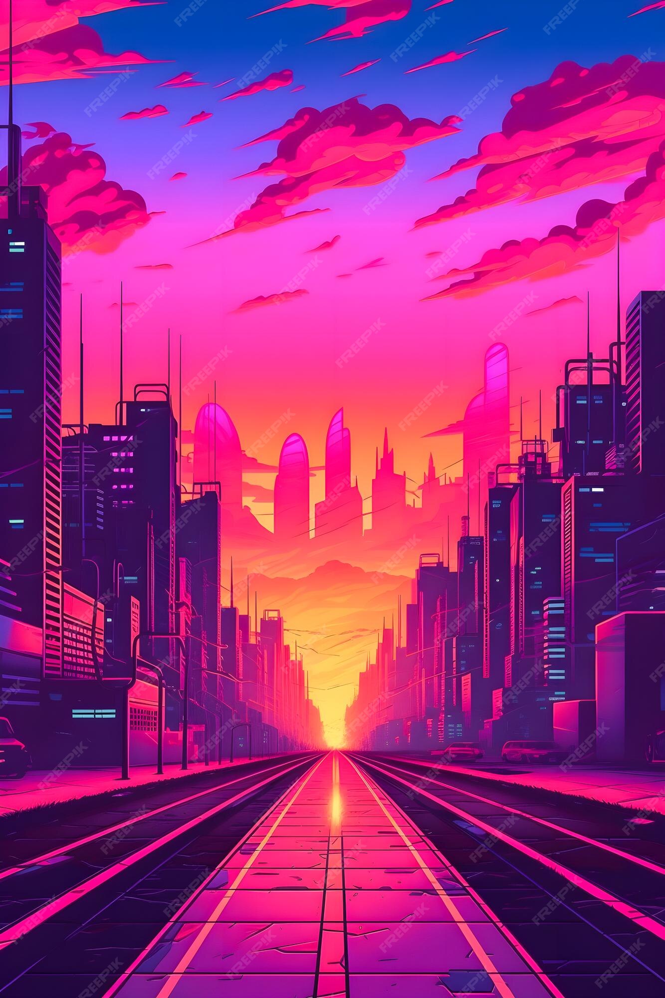 4k PC Wallpaper: Cyberpunk Sunset Cityscape