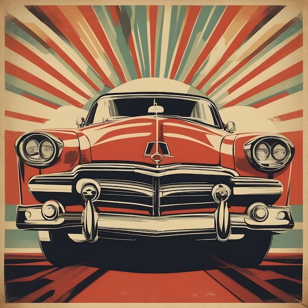 Retro old cars posters Generative Ai